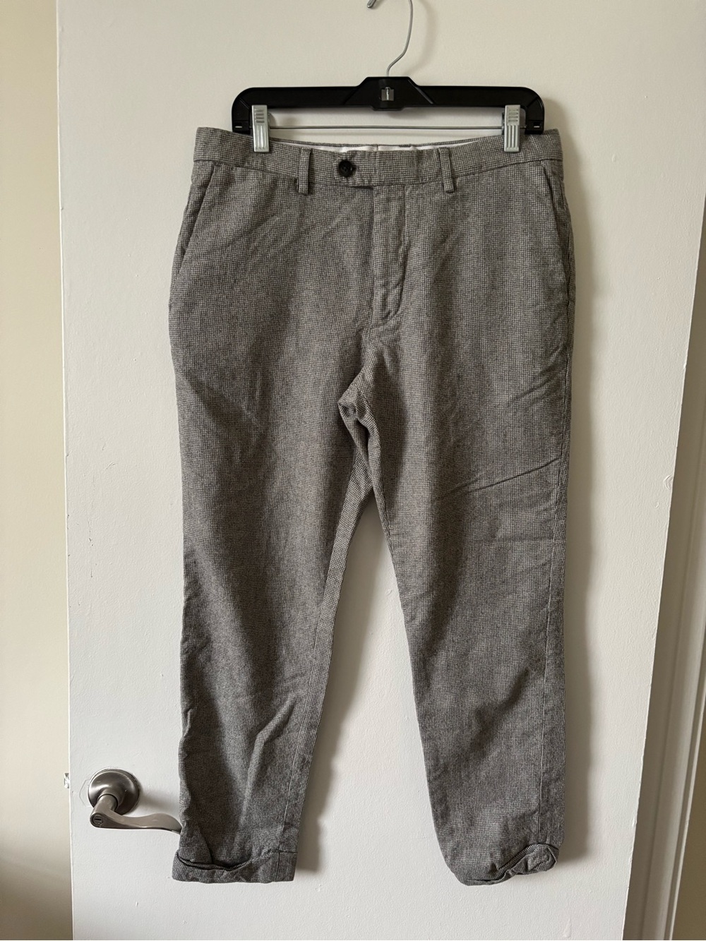 Banana Republic Men's Gray Herringbone Slim Chinos
